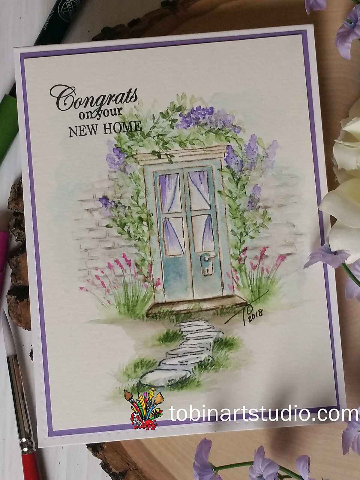 Watercolor Spring Door | Art Impressions Stamps | Tobin Art Studio