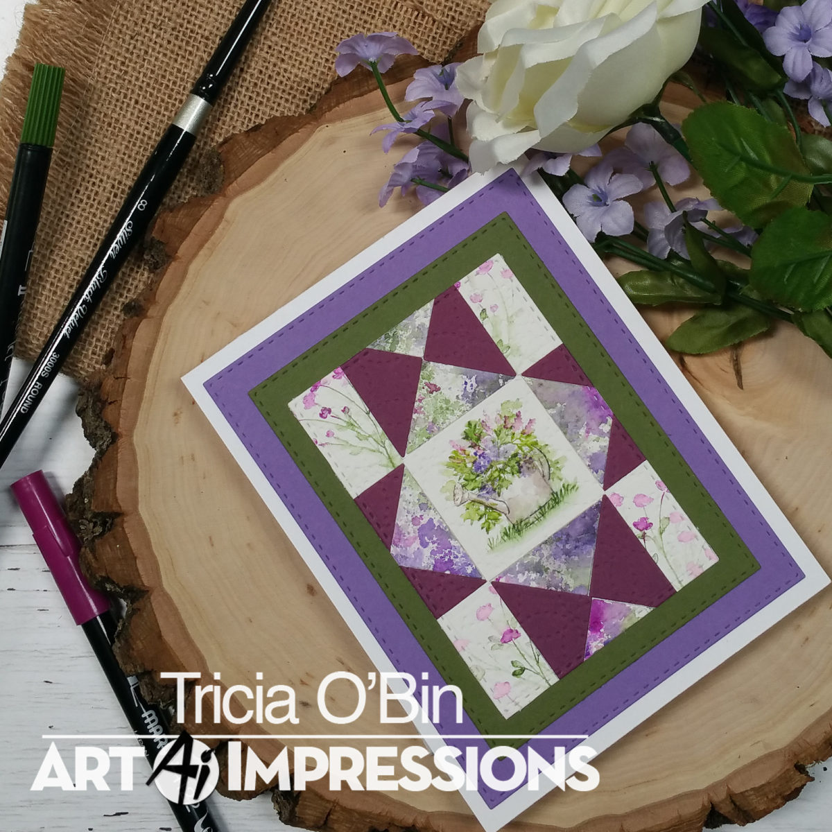Quilted Watercolor Card | Watercolor Weekend | Art Impressions