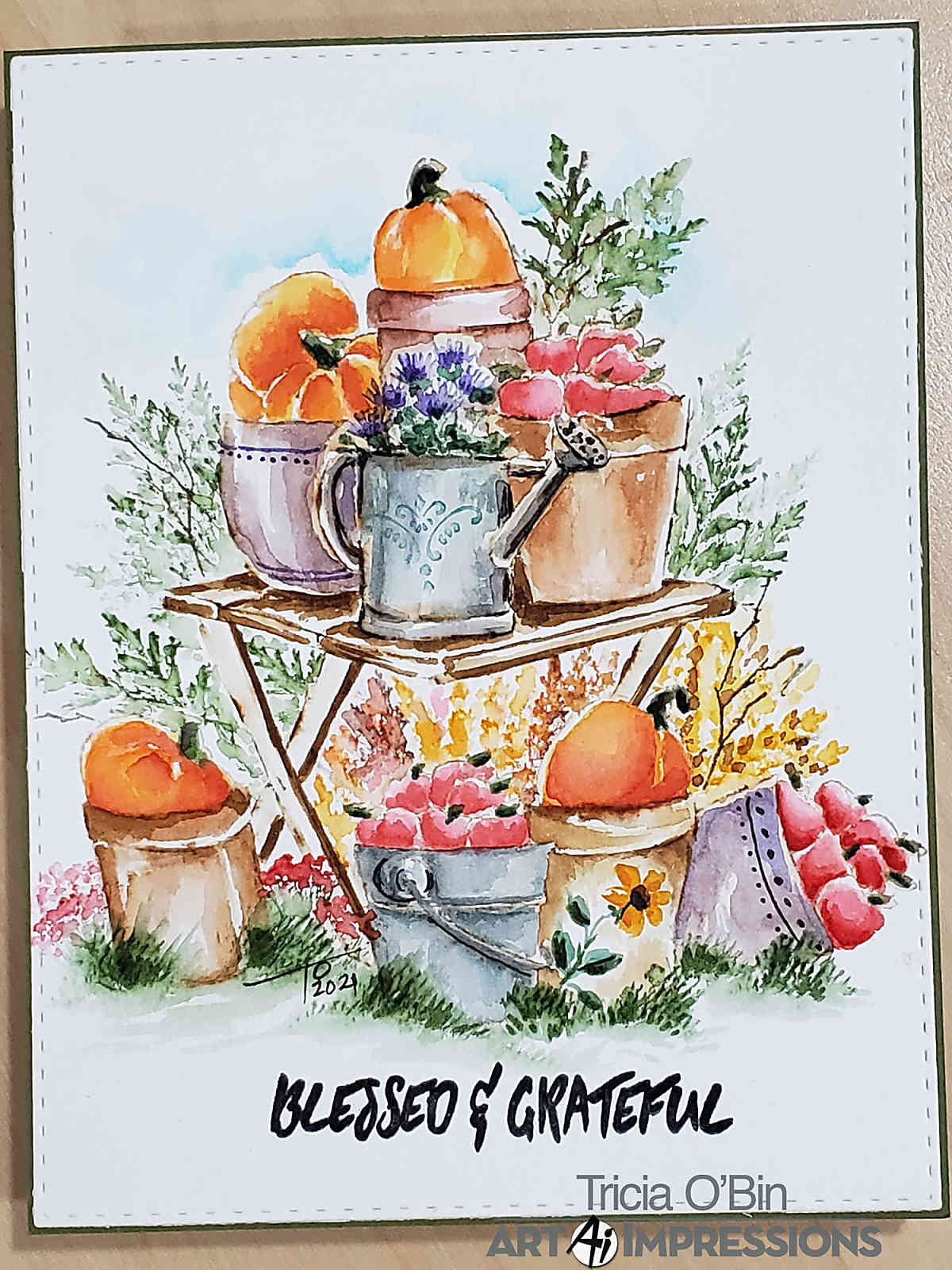 Blessed & Grateful Potting Bench | Watercolor Weekend | Art Impressions
