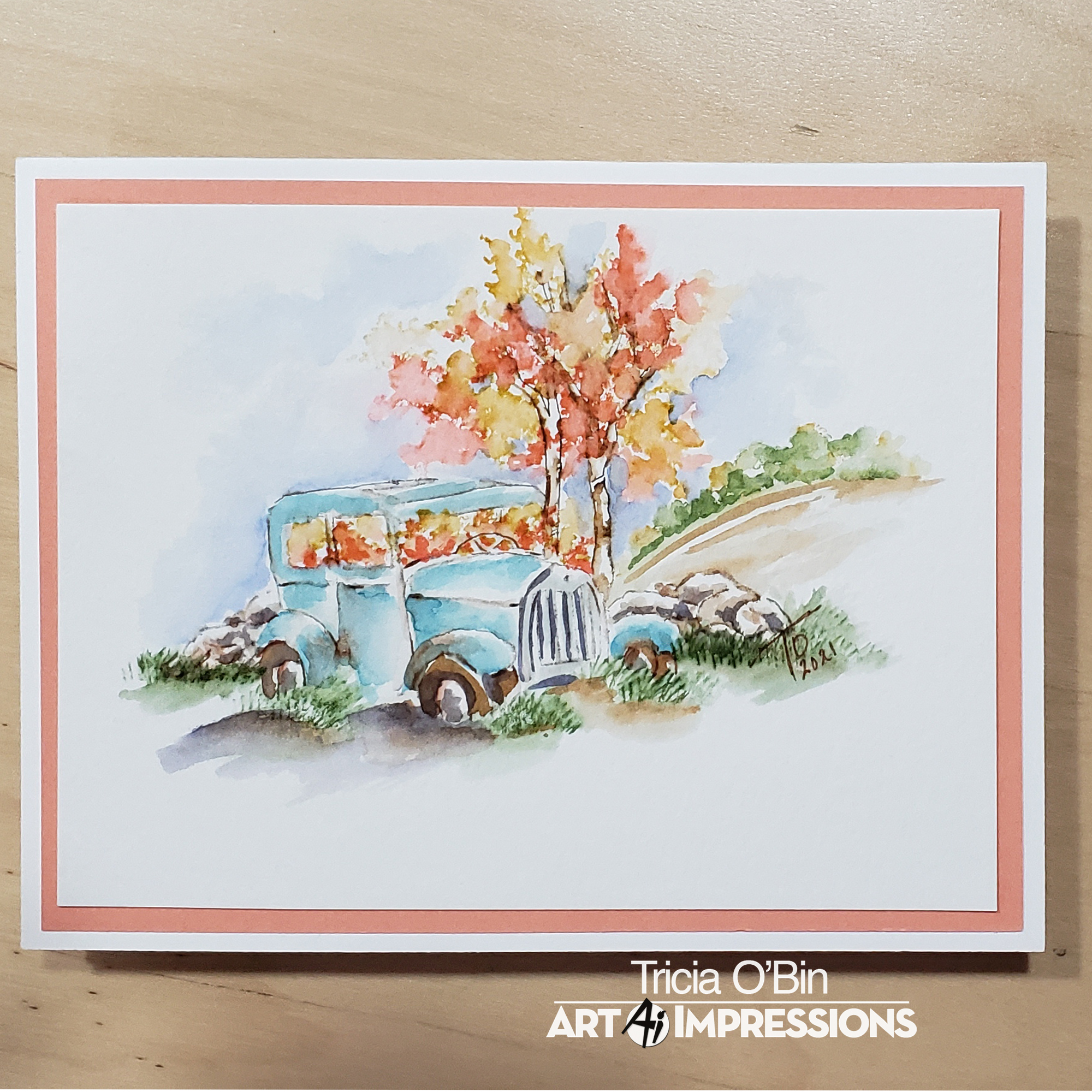 Autumn Vintage Car | Watercolor Weekend | Art Impressions Stamps